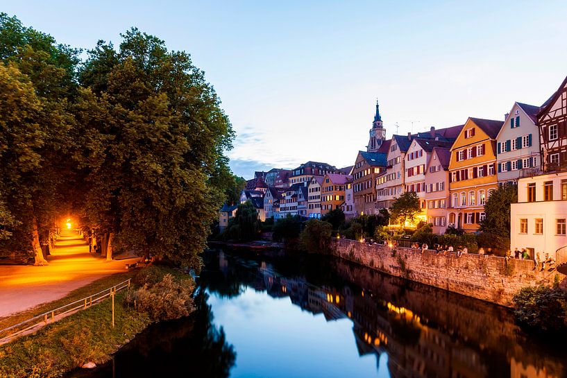 Façade du Neckar à Tübingen le soir par Werner Dieterich