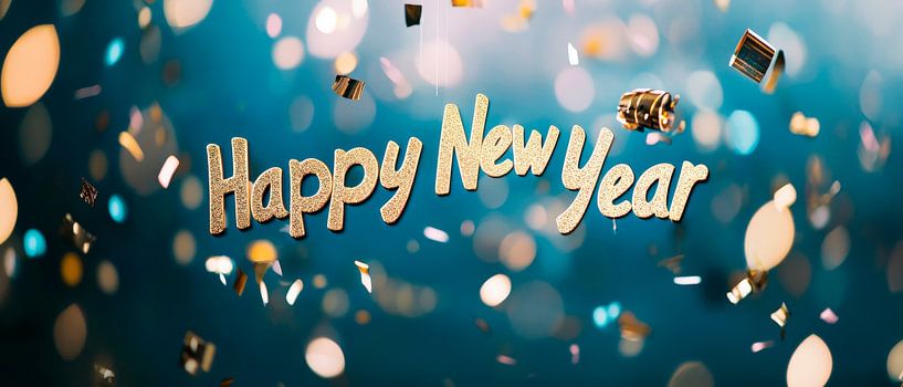 New Year's party with confetti and cheers by Poster Art Shop