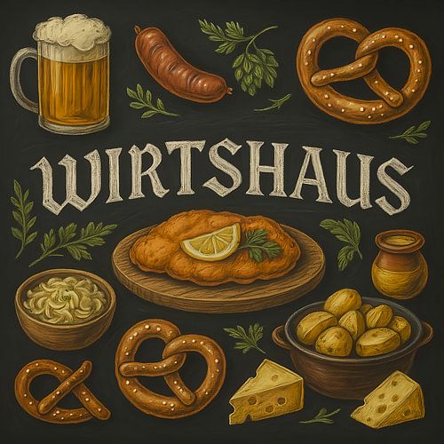 Wirtshaus Schoolbordillustratie– Traditionele Duitse keuken