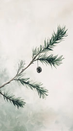 A pine branch in soft, pastel tranquillity