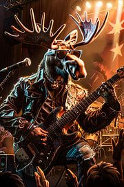 Elch spielt Gitarre in einer Rockband von Art & Soul Creations