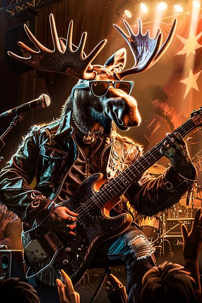 L'élan joue de la guitare dans un groupe de rock par Art & Soul Creations