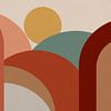 Scandinavische abstractie - Landschap Zonsopgang Mid-Century Modern Vintage van Mad Dog Art