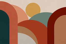 Scandinavian Abstraction - Landscape Sunrise Mid-Century Modern Vintage