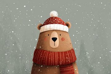 Ours avec chapeau Simplicité et chaleur hivernales sur Eva Lee