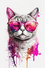 Trendige Katze mit Pinker Sonnenbrille von Poster Art Shop