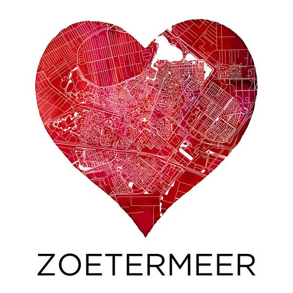 Liefde voor Zoetermeer  |  Stadskaart in een hart van Wereldkaarten.Shop