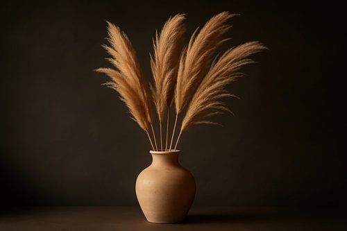 Stilleven met pampas en vaas
