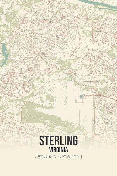 Carte ancienne de Sterling (Virginie), USA. par Affiches de lieux