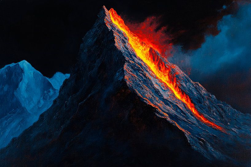 Vulkan in Flammen – Dramatisch und Dunkel von Poster Art Shop
