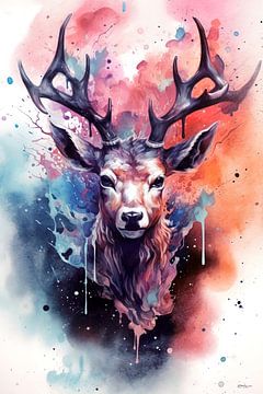 cerf en multicolore sur Gelissen Artworks