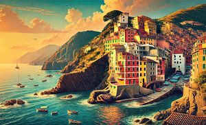 Vintage Cinque Terre Poster, Italien