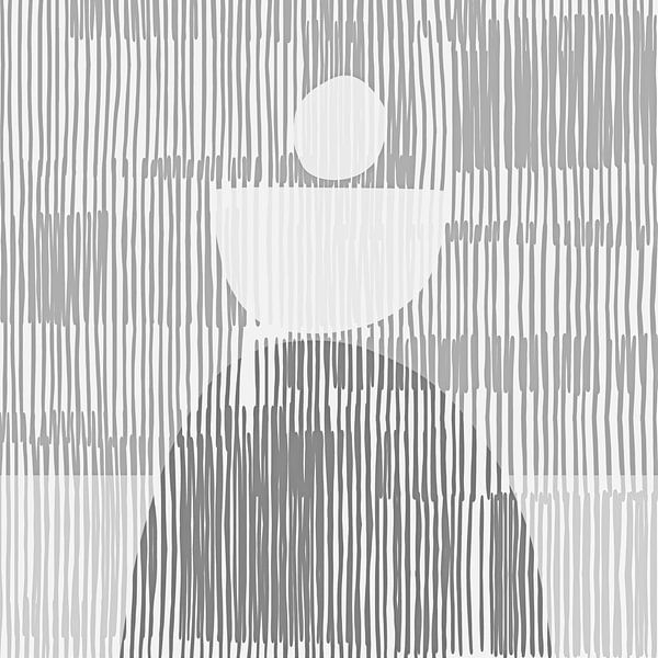 Golden Balance Japandi Abstract Grey by Mad Dog Art