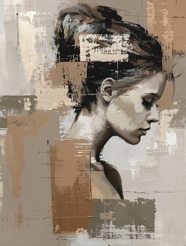 Modern en abstract portret in aardetinten