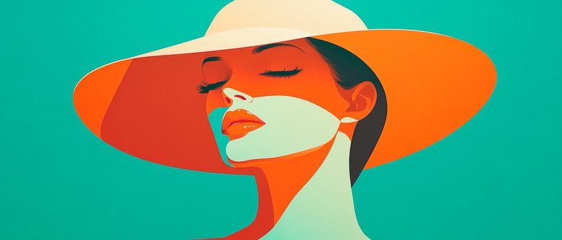 Eleganz in sanften Farben  Sommertraum unter dem Hut  Stille S von Poster Art Shop