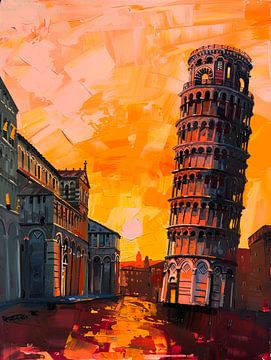 The leaning tower in the evening light by Poster Art Shop