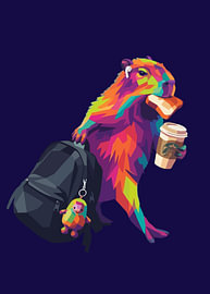 Das vielbeschäftigte Capybara-Studentenleben – Pendeln im WPAP-Pop-Art-Stil
