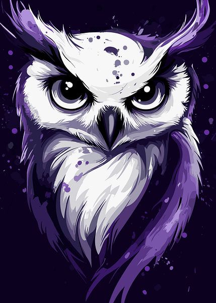Hibou mystique au regard intense dans les tons violets par Pixelbull Design