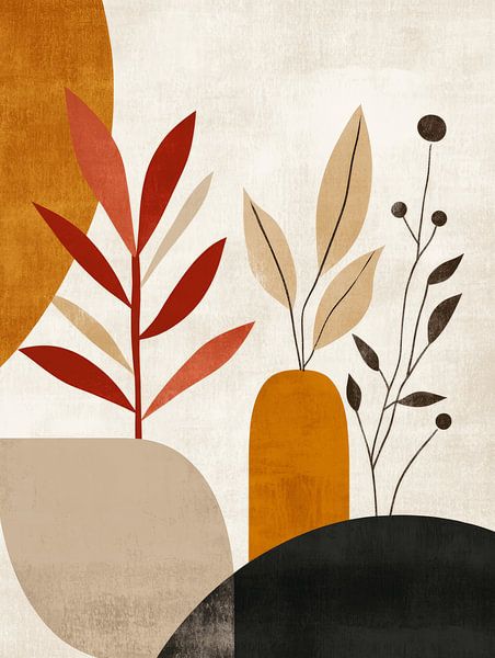 Abstract organic shapes, bohemian style by Japandi Art Studio