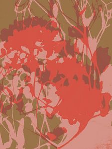 Abstrakte botanische Kunst in warmen Retro-Farben.