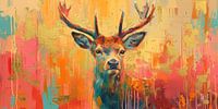 Neon-Hirsch Abstrakt | Chromatische Geweih-Aura