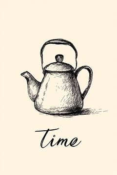 Minimalistische tekening van theepot van Imperial Art House