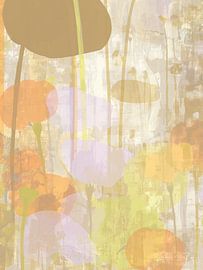 Abstraction botanique douce dans des tons pastel et des teintes terre sur Thea