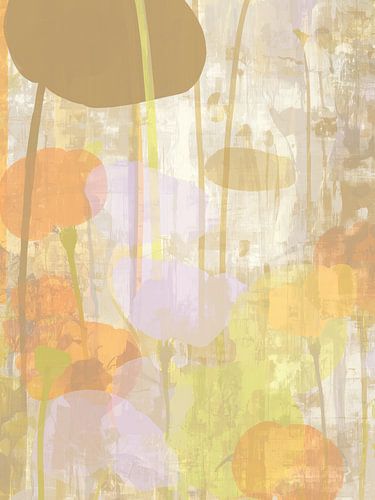 Sanfte botanische Abstraktion in Pastell- und Erdtönen