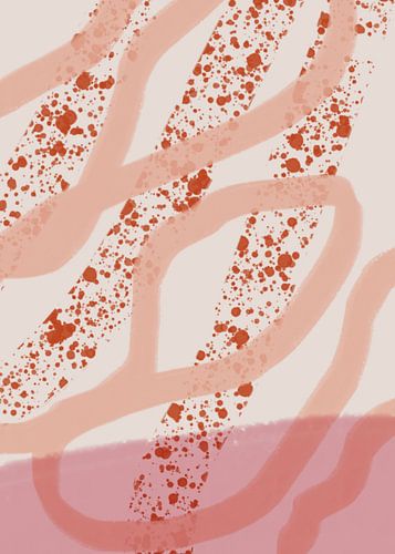 Abstracte vormen en lijnen in pasteltinten. Terra en roze.