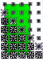 schwarz-weiße Blumen grüner Rahmen