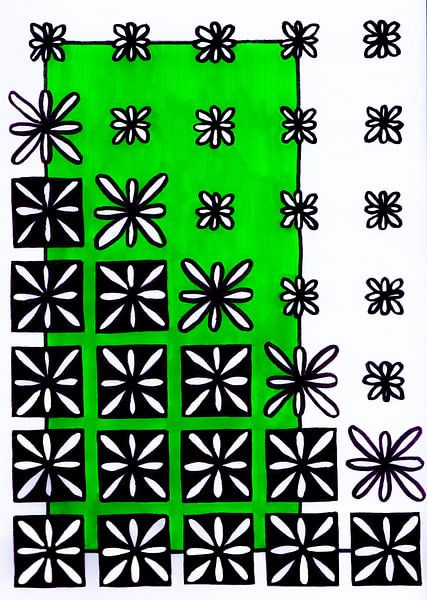 black and white flowers green frame by Patricia's Creations