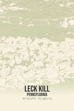 Vintage landkaart van Leck Kill (Pennsylvania), USA. van MijnStadsPoster