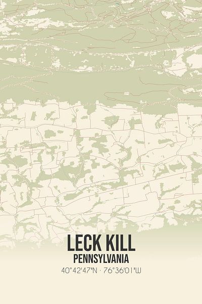 Carte ancienne de Leck Kill (Pennsylvanie), USA. par Affiches de lieux