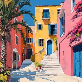 Une rue méditerranéenne animée sur IamHome Studio