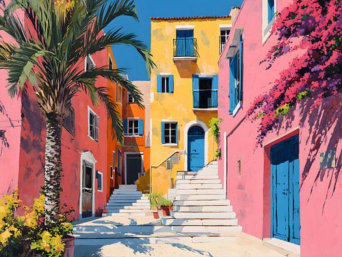 Levendige mediterrane straat