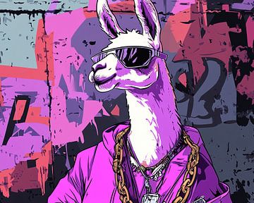 Llama Kunst | Mode Llama in Graffiti Stijl van OMG Art