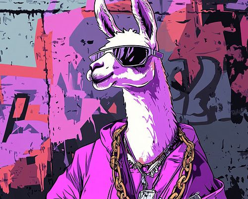 Llama Art | Fashion Llama in Graffiti Style