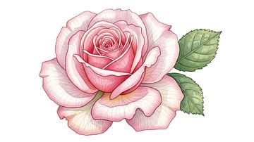 Blushing Elegance: Soft Pink Watercolor Rose Illustration by Syapaat syapaat