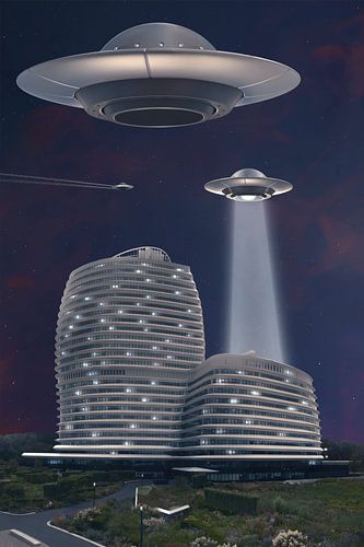 Futuristische Wanddecoratie met UFO's – Sciencefiction Kunst voor Visie op de Toekomst