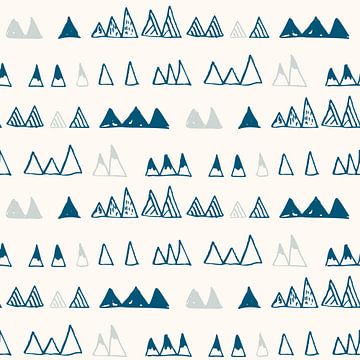 Modernes Muster mit Dreiecken in den Pastellfarben Blau und Grau von Dina Dankers