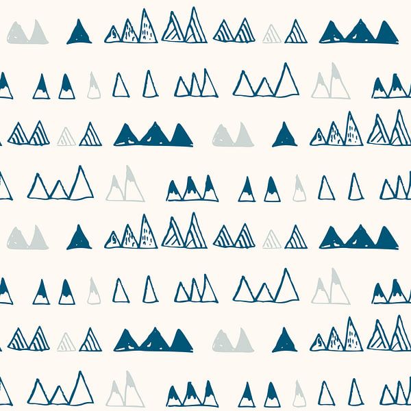 Modern pattern with triangles in pastel colors in blue and gray by Dina Dankers