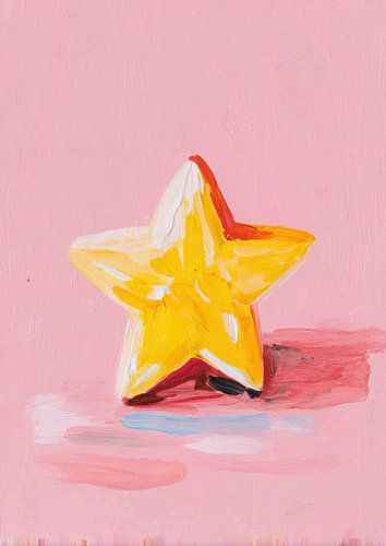 Gele ster op roze achtergrond