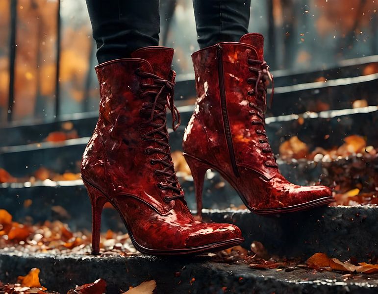 Red lacquer dreams in the autumn rain by Babetts Bildergalerie