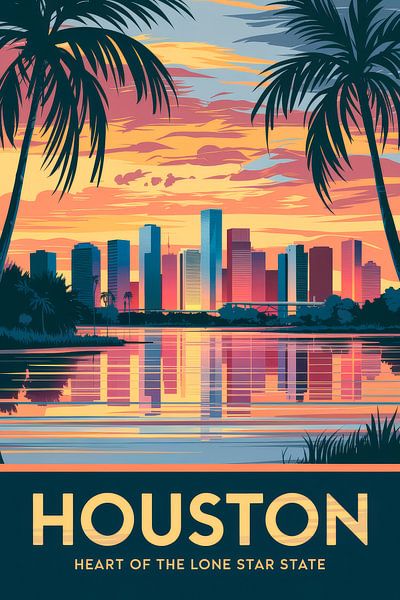 Houston, Texas Vintage Travel Poster von Poster Art Shop
