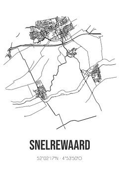 Snelrewaard (Utrecht) | Landkaart | Zwart-wit van MijnStadsPoster
