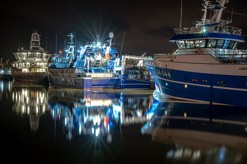 Port de pêche de Vlissingen de nuit par Jan Georg Meijer
