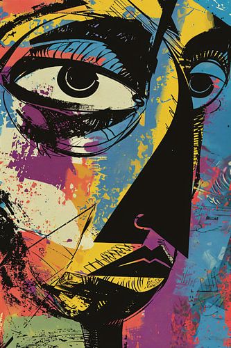 Abstract Kleurrijk Portret van Jean-Michel Basquiat