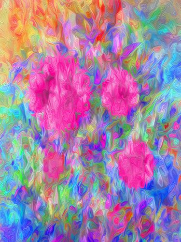 Composition with pink flowers