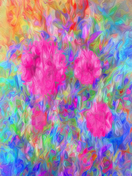Komposition mit rosa Blumen von Joost Hogervorst