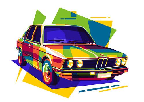 BMW E-12 klassieke auto in WPAP-stijl